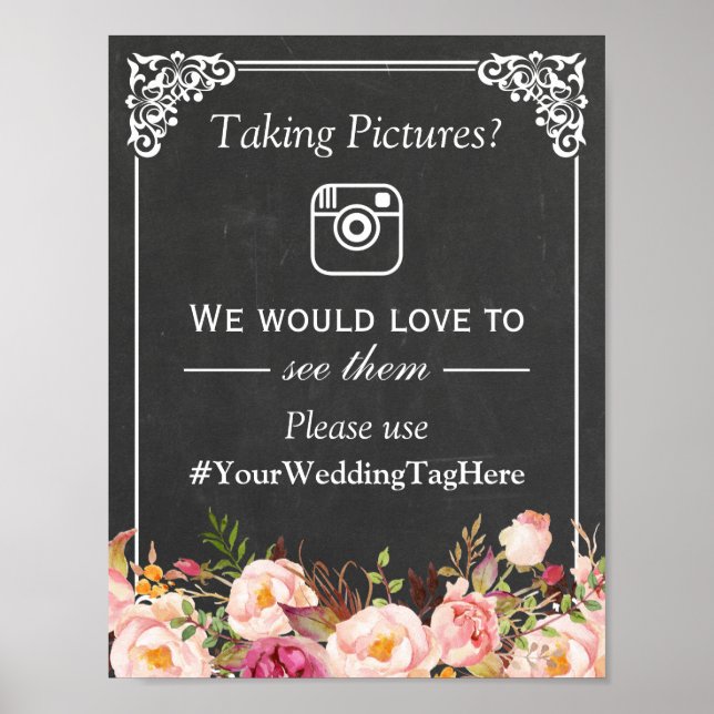 Collect Your Guests Wedding Photos Instagram Tag Poster (Front)