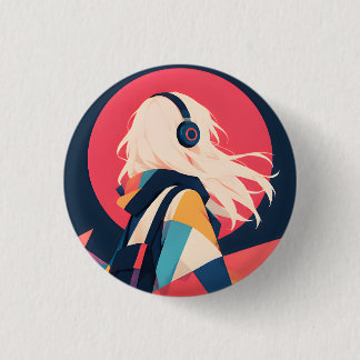 Collectable Anime inspired button 8 Wind in Hair 