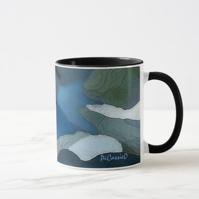 Collectable Art Mug Cool Colors Black Handle (Right)