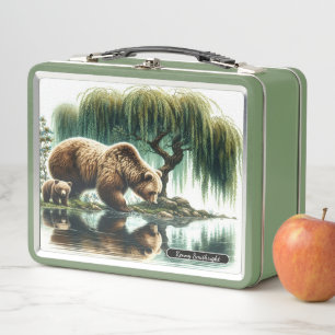 Collectable Charming Bear Duo Enjoying A Fun Day Metal Lunch Box