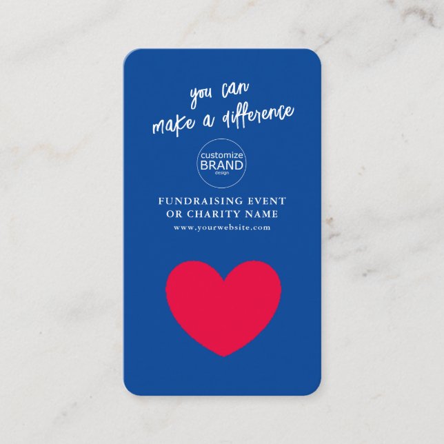 Collecte de fonds Charity Event Blue Logo Carte ph (Devant)