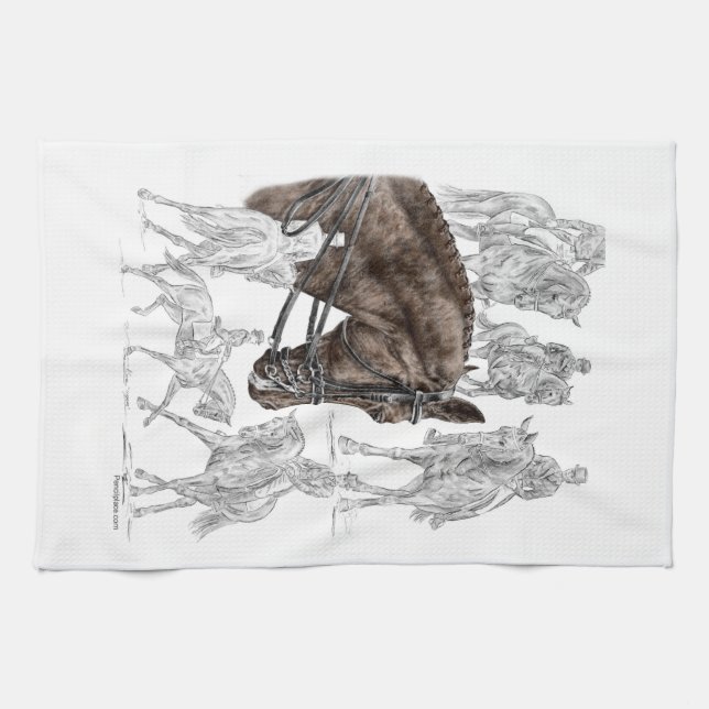 Collected Dressage Horses FEI Kitchen Towel (Horizontal)