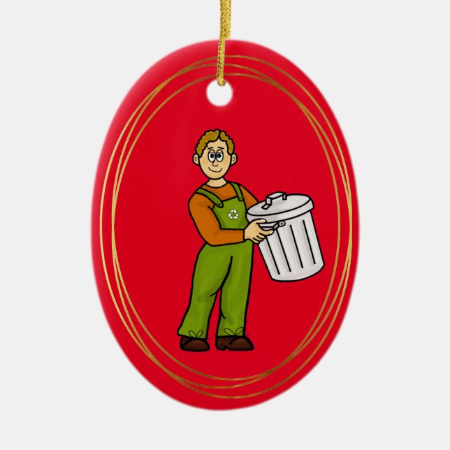 Collecteur de déchets masculins Ornement de Noël (Devant)