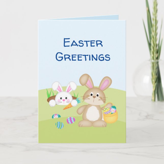 Collecting Easter Eggs Greeting Card (Front)