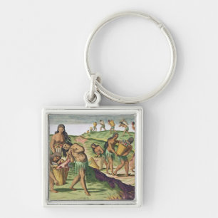 Collecting Food for the Communal Storehouse Keychain