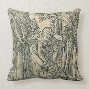 Collecting Herbs for Medicine, 1534 (woodcut) Throw Pillow