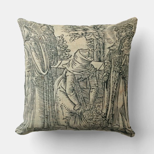 Collecting Herbs for Medicine, 1534 (woodcut) Throw Pillow (Front)