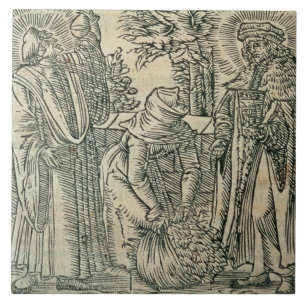 Collecting Herbs for Medicine, 1534 (woodcut) Tile