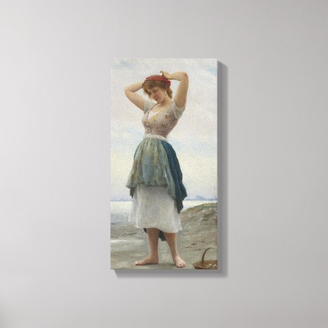 Collecting Pebbles on the Beach in Italy Canvas Print (Front)