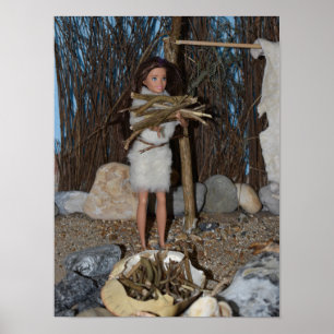 Collecting wood for the fire. poster