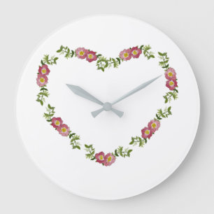 Collection Coeurs et Fleurs Horloge murale (rouge)
