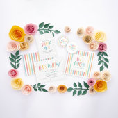 Colourful rainbow polka dot birthday paper plate