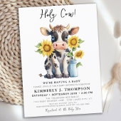 Cute Cow Sunflowers Modern Simple Farm Baby Shower Thank You Card