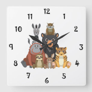 Collection d'animaux amusants Horloge murale