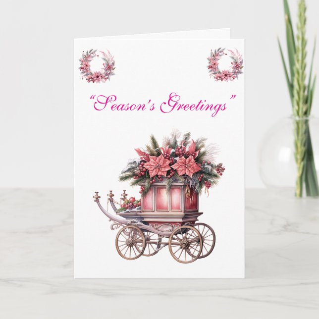 Collection de cartes de Noël rose élégant. (Devant)