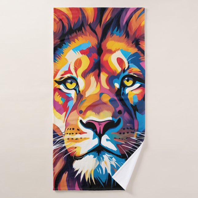 Collection de lions vibrants pour salle de bain (Serviette de bain)