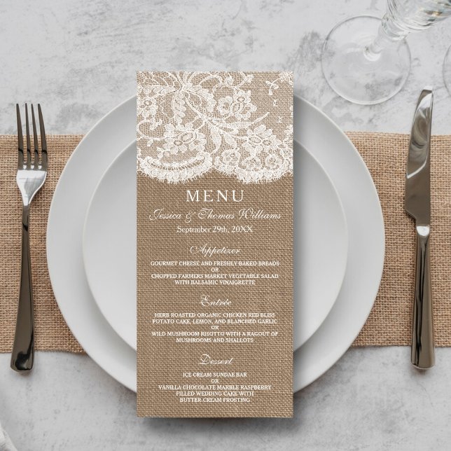 Collection de Mariages Burlap & Lace - Menu (Créateur téléchargé)