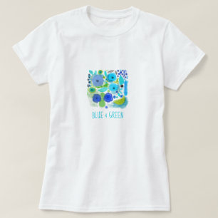 Collection de t-shirts illustrés bleu et vert