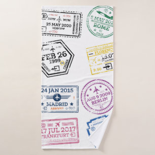 Collection de timbres de passeport isolés sur blan