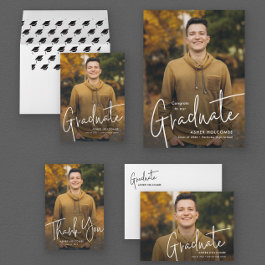GRADUATION Modern Handwritten Graduate Photo Cards