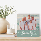 Family Love White Script Custom Horizontal Photo Block