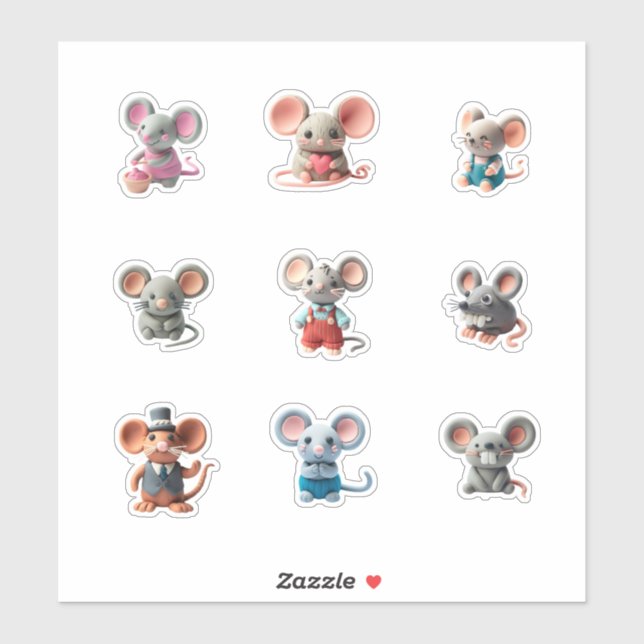 collection of adorable mouses in modeling colorful (Sheet)