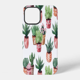 Collection of cacti in pots, watercolor. iPhone 12 case