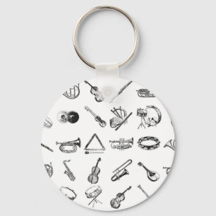 Collection of classical musical instruments keychain