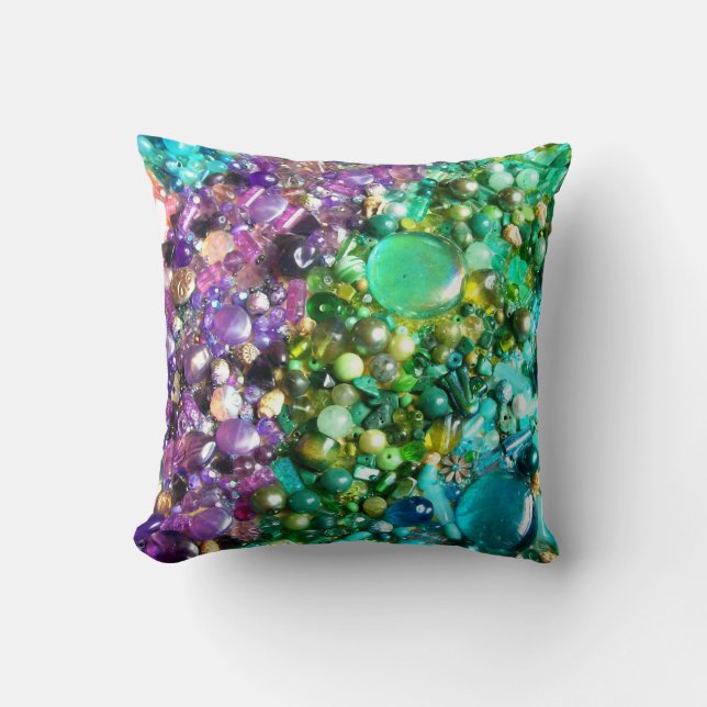 Collection of Colourful Beads Throw Pillow (Front)