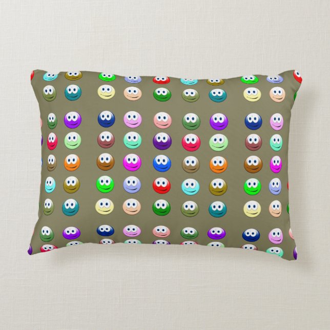 Collection of Colourful Faces Decorative Pillow (Back)