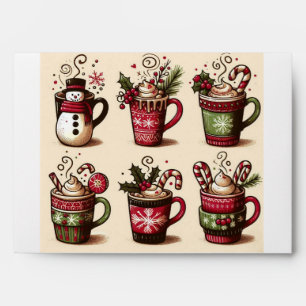 Collection of festive coffee cups,Christmas decora Envelope