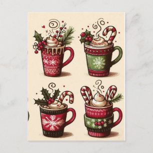Collection of festive coffee cups,Christmas decora Postcard