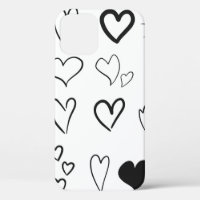 Collection of hand drawn hearts isolated on white 