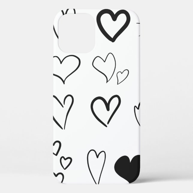 Collection of hand drawn hearts isolated on white  Case-Mate iPhone case (Back)