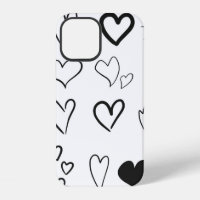 Collection of hand drawn hearts isolated on white