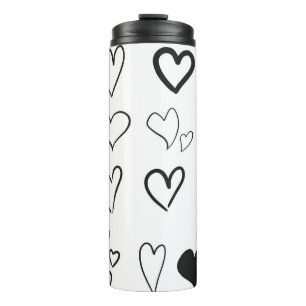Collection of hand drawn hearts isolated on white  thermal tumbler