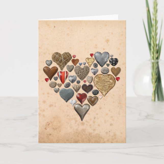 collection of hearts in a heart-shape holiday card (Front)