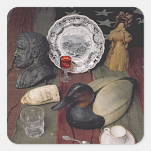 Collection of objects, including a cup square sticker