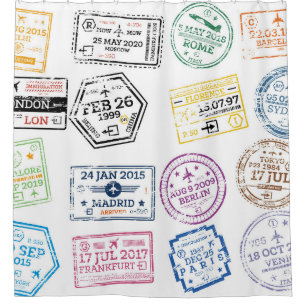 Collection of Passport Stamps Isolated on White. V