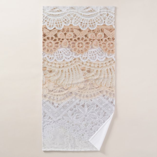 Collection of seamless ornamental floral lace trac bath towel (Bath Towel)