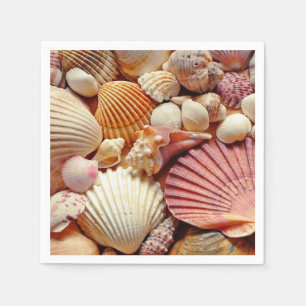 Collection of Seashells Scallops Clams and Conch Napkin