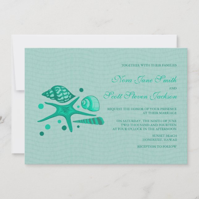 Collection of Shells - Beach wedding invitations (Front)