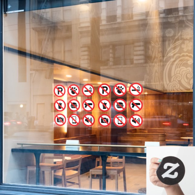 Collection of Shop Prohibited Utility Front Door  Window Cling (Cafe Window)