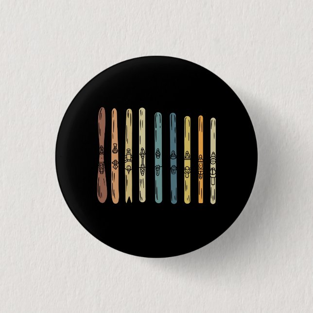 Collection of ski boards 1 inch round button (Front)