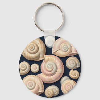 Collection of Spiral Seashells Beige Pink Nautical Keychain