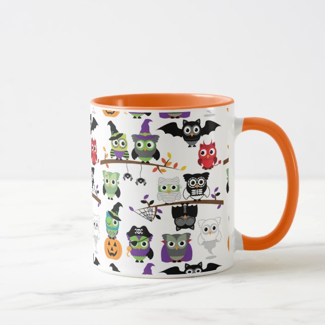 Collection Of Spooky Halloween Owls Mug (Right)