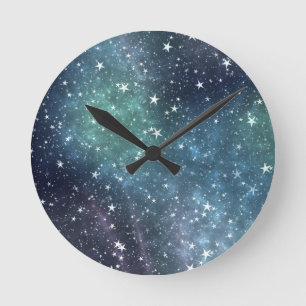 Collection of stars night view round clock
