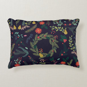 Collection of Vintage Style Hand Drawn Christmas H Accent Pillow