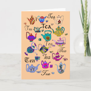 Collection of Vintage Teapots (blank inside) Card