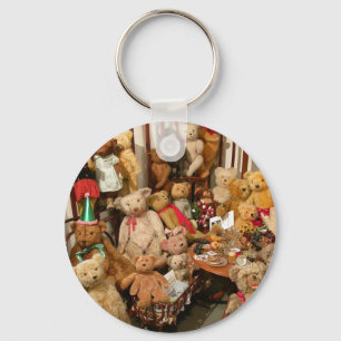 Collection Of Vintage Teddy Bears Keychain